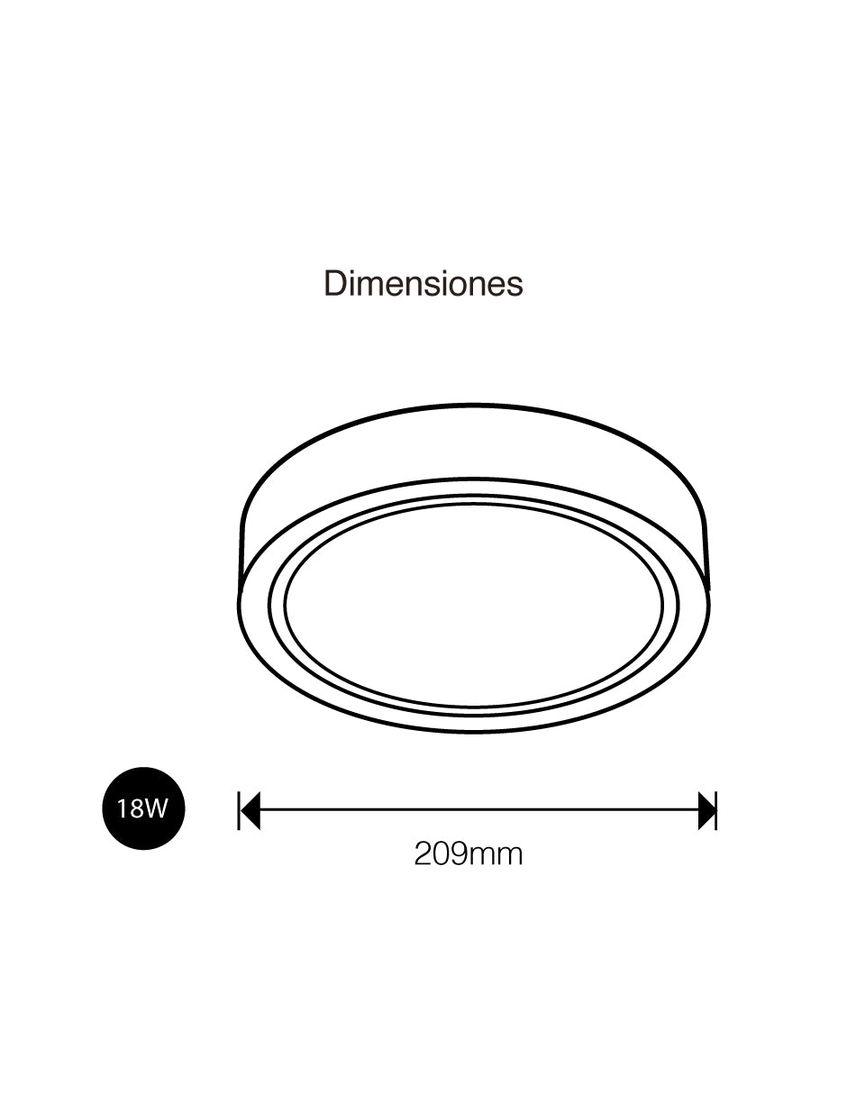 LUMINARIO LED DOWNLIGHT SOBREPONER 18W 3000K 110-265V