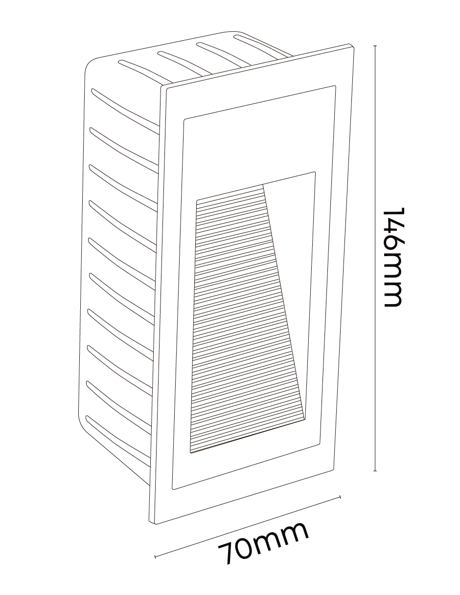 LUZ DE CORTESÍA RECTANGULAR ALUMINIO 3W 3000K 90º IP65