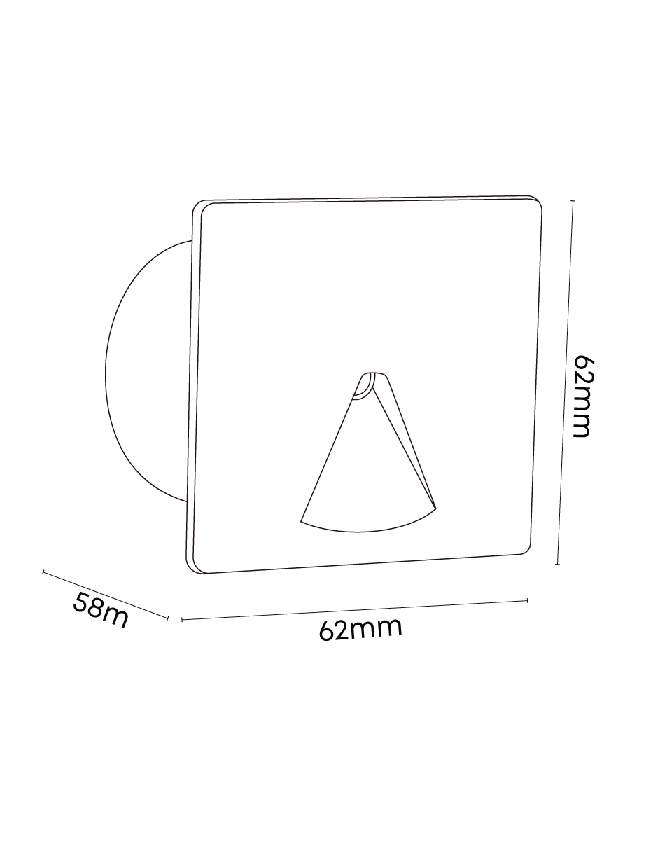 LUZ DE CORTESÍA CUADRADO APERTURA TRIANGULAR 3000K 60º NEGRO