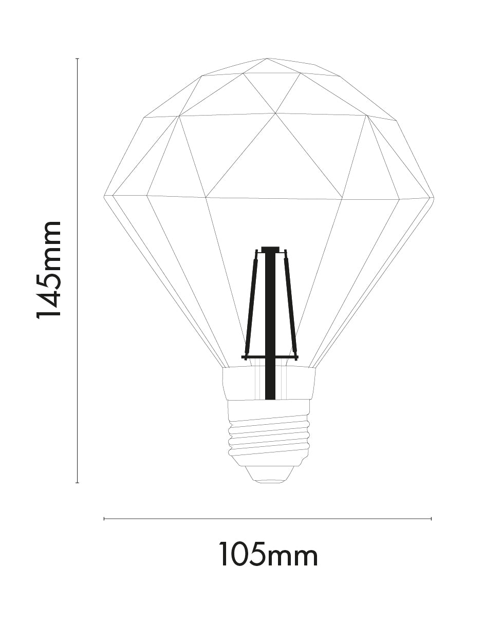 LÁMPARA LED VINTAGE G105 DIAMOND 4W 2500K BASE E27 ATENUABLE