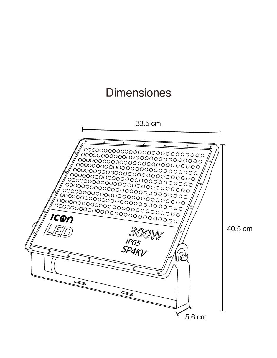 LUMINARIO LED REFLECTOR 300W 5000K 100-277V IP65 NEGRO