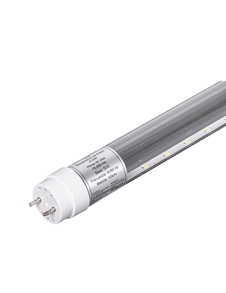 TUBO LED T8 TRANSPARENTE 18W 4100K 100-265V G13