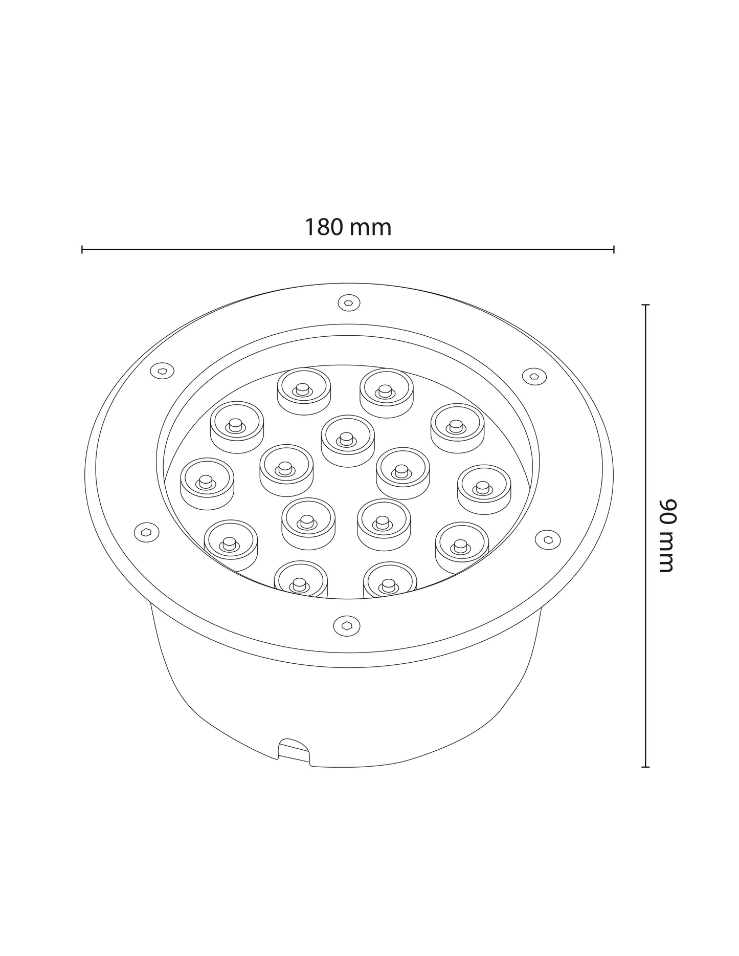 LUMINARIA EMPOTRADA A PISO LED 15W 3000K 85-265V 30° IP67 2KV IK08