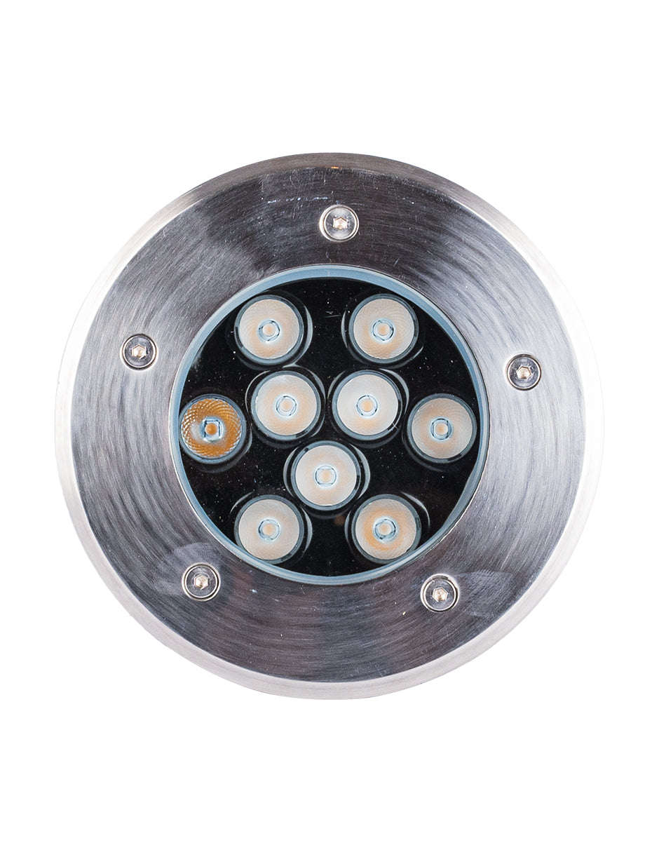 LUMINARIA EMPOTRADA A PISO LED 9W 3000K 85-265V 30° IP67 2KV IK08