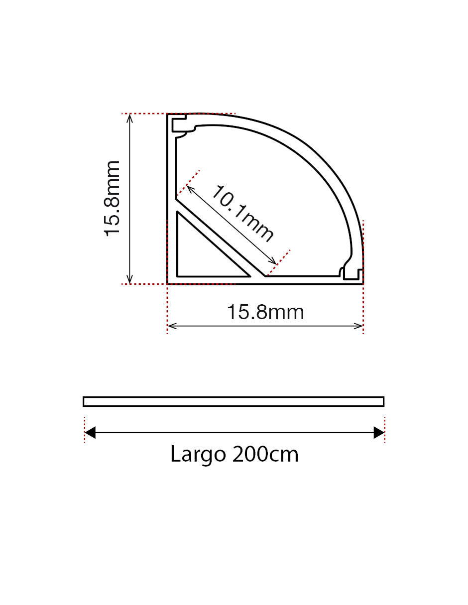 PERFIL DE ALUMINIO TIPO ESQUINERO 10.1mm