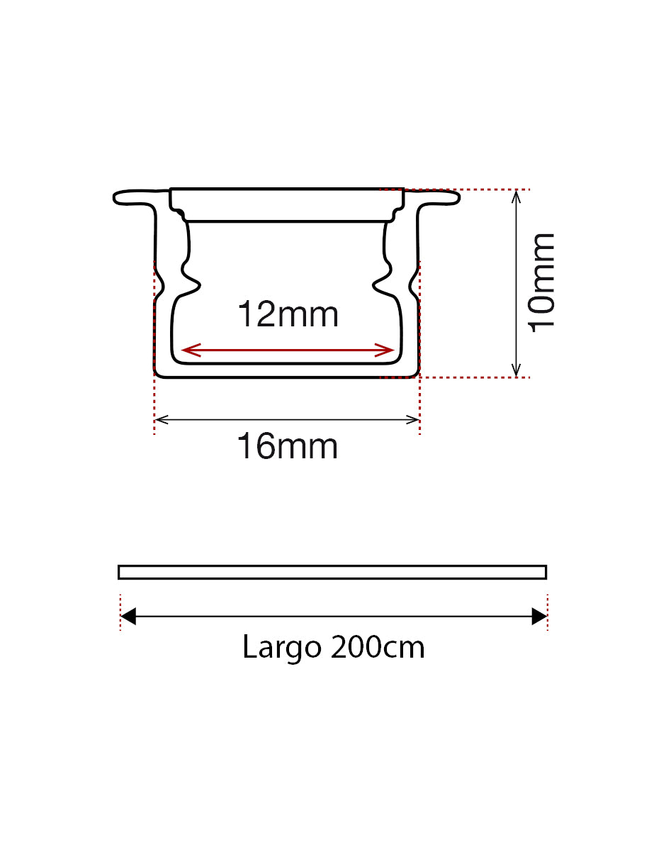 PERFIL DE ALUMINIO DE EMPOTRAR 12mm