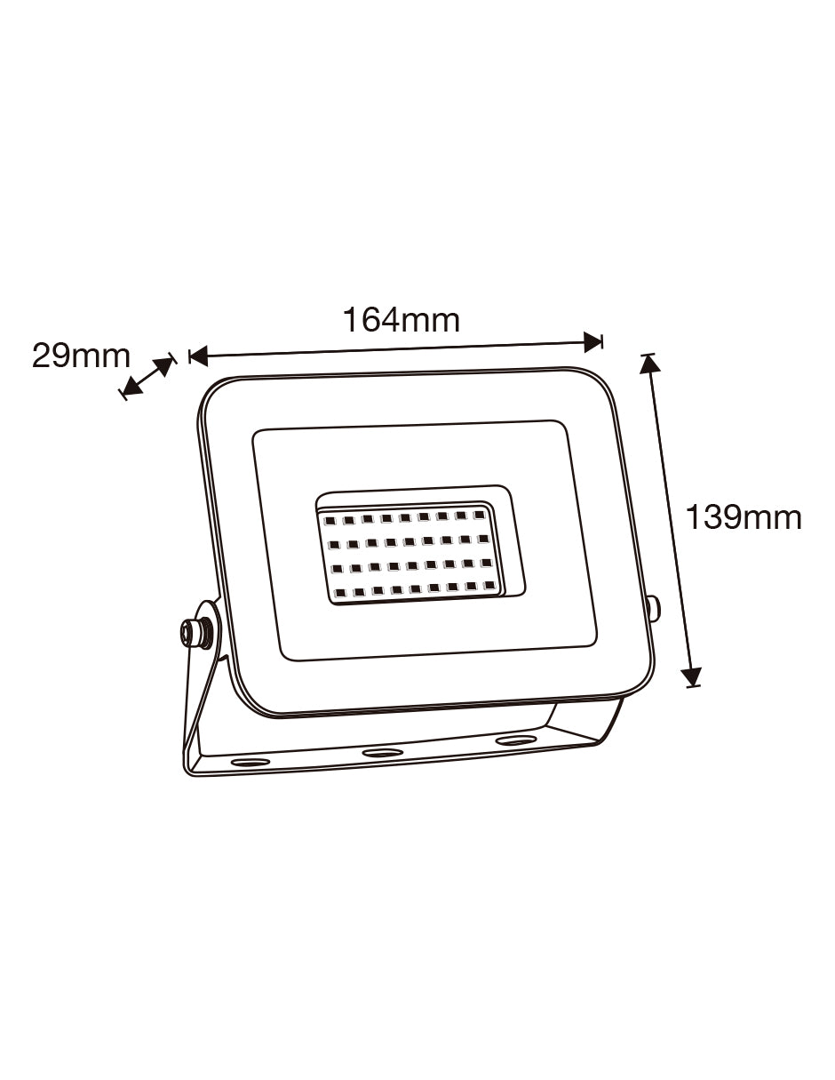LUMINARIO LED REFLECTOR 30W 3000K 100-240V IP65 NEGRO