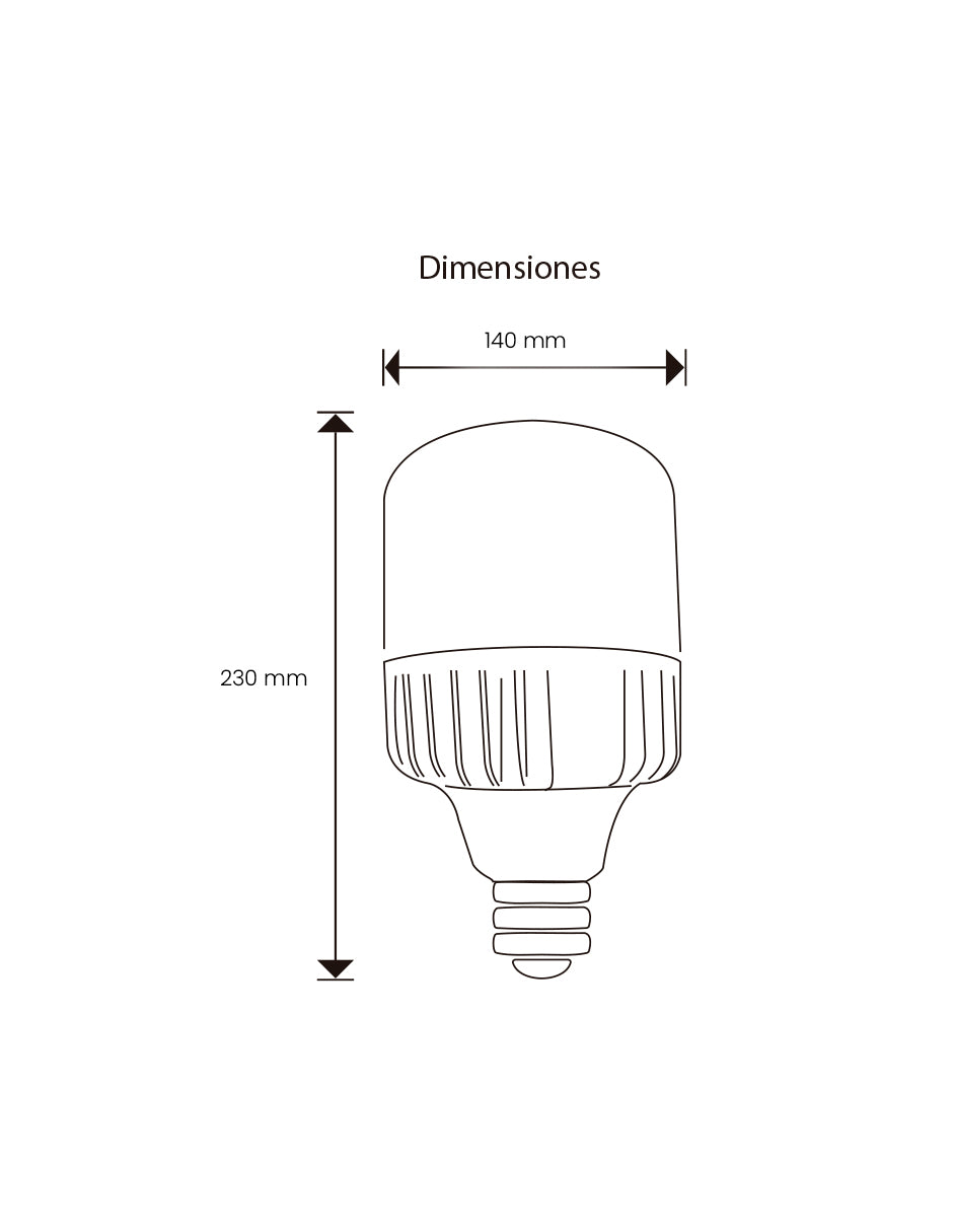 LÁMPARA LED ALTA POTENCIA SEMITRANSPARENTE 50W 6500K 100-240V E40